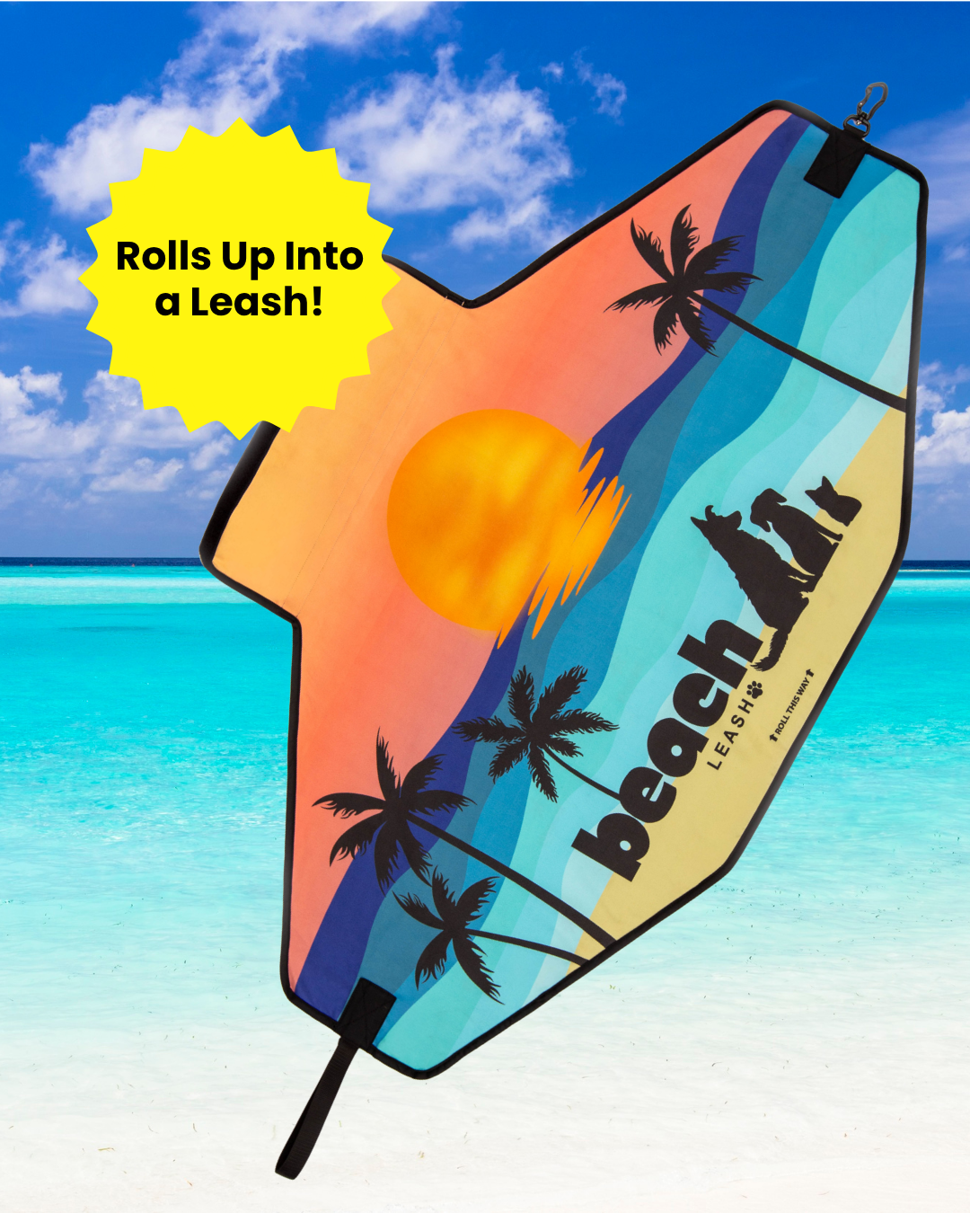 Sunsets & Sandy Paws Beach Leash™ – Everyday 2-in-1 Dog Leash & Towel for All Adventures